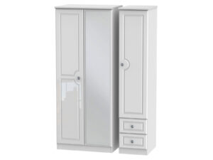 Welcome Furniture Pembroke Gloss Triple Mirror & Drawer Wardrobe
