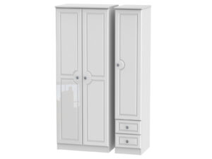 Welcome Furniture Pembroke Gloss Tall Triple Plain & Drawer Wardrobe