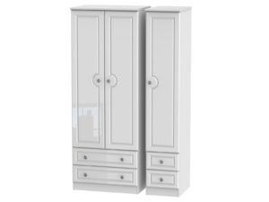 Welcome Furniture Pembroke Gloss Tall Triple 2 Drawer & Drawer Wardrobe