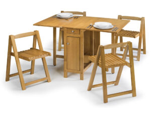 Julian Bowen Savoy Folding Table + 4 Chairs Dining Set - Light Oak