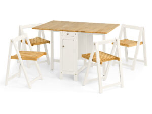 Julian Bowen Savoy Folding Table + 4 Chairs Dining Set - 2 Tone