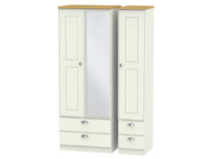 Welcome Furniture Victoria Tall Triple 2 Drawer Mirror + Drawer Wardrobe