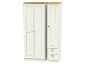 Welcome Furniture Victoria Tall Triple Plain + Drawer Wardrobe