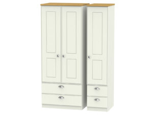 Welcome Furniture Victoria Triple 2 Drawer Mirror + Drawer Wardrobe