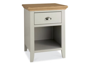Bentley Designs Hampstead Bedside Nightstand - One Drawer in Soft Grey and Pale Oak