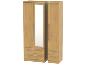 Welcome Furniture Sherwood Tall Triple 2 Drawer Mirror & Drawer Wardrobe