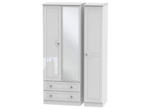 Welcome Furniture Balmoral Tall Triple 2 Drawer Mirror Wardrobe