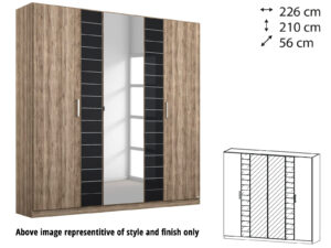 Rauch Terano Wardrobe - 6 Door, 2 Mirror Doors, 2 Glass Doors (with cornice) - ART0T5N