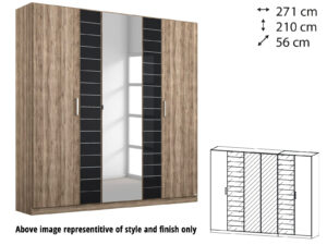 Rauch Terano Wardrobe - 6 Door, 2 Mirror Doors, 2 Glass Doors (with cornice) - ART0T5P