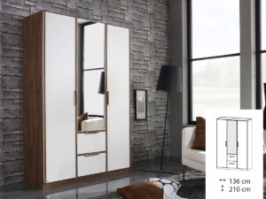 Rauch Essensa (210cm High) 3 Door Combi Robe 1 Mirror Door + 2 Glass Doors + 2 drawers (17K7)