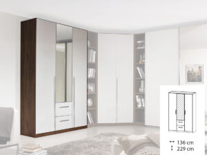 Rauch Essensa (229cm High) 3 Door Combi Robe 1 Mirror Door + 2 Glass Doors + 2 drawers (18K7)
