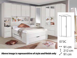 Rauch Rivera Hinged 1 Door Corner Wardrobe + Cornice 91cm x 91cm x 212cm - 073C