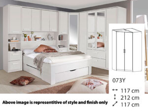 Rauch Rivera Hinged 2 Door Corner Wardrobe + Cornice 117cm x 117cm x 212cm - 073Y