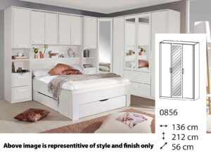 Rauch Rivera Hinged 3  Door 1 mirror Wardrobe + Cornice 136cm x 212cm - 0856