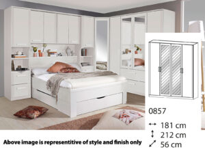 Rauch Rivera Hinged 4 Door (2 x Mirror Doors) Wardrobe + Cornice 181cm x 212cm - 0857