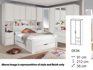 Rauch Rivera Hinged  Door Combi-Robe (2 x Right Hand drawers) + Cornice 91cm x 212cm - 0K36