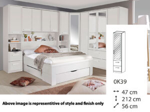 Rauch Rivera Hinged (Right) 1 Mirror Door Wardrobe + Cornice 47cm x 212cm - 0K39