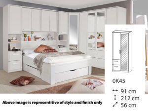 Rauch Rivera Hinged 2 Door Wardrobe (1x Full Length Mirror door) 2 Drawers + Cornice 91cm x 212cm - 0K45