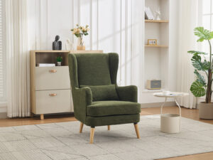 Mila Fireside Chair in Dark Green Fabric (6)