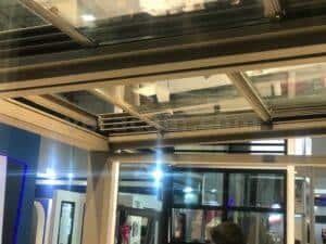 Açılır cam tavan dış mekan perspektif görünümü, modern cam çatı tasarımı, Veracam