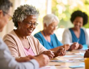 Residents doing crafts together