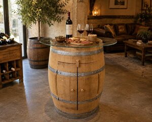 Bar Barrique Table Tonneau Plateau Verre