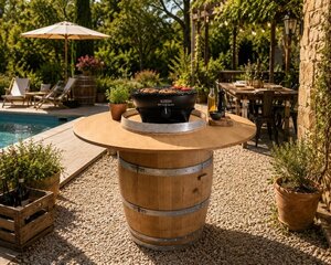 Table Haute Tonneau + Barbecue à Gaz