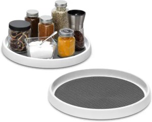 2 Pack, 12-Inch Non-Skid Lazy Susan Organizers - Turntable Rack for Pantry Organization and Storage, Kitchen, Fridge, Cabinets, Bathroom Makeup Vanity Countertop, Under Sink Organizing, Spice Rack