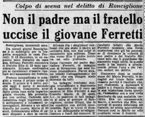 Articolo su Stampa Sera sul delitto di Ronciglione del dicembre 1949