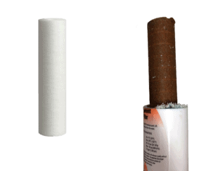 picture showing the inside of a filter before and after use. RO filter before and after