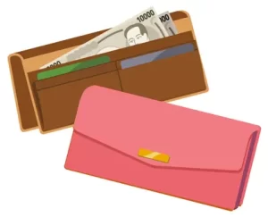 お財布にお金が入っているイラストです