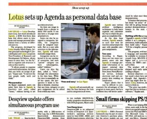 Möglicherweise der einzige Pressebeitrag über die Präsentation von Lotus Agenda auf der Comdex 1987