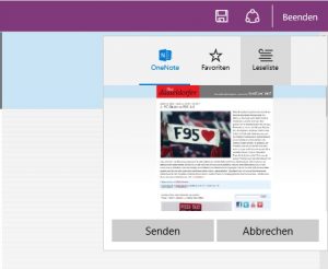 Mit Edge können Seiten gespeichert werden