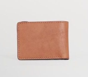 genuine leather card wallet side profile tan color