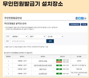 무인 민원 발급기 위치