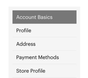 Selecting Store Profile from the TPT account menu