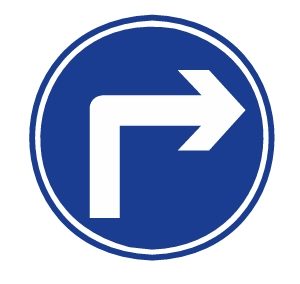 MANDATORY SIGNS - Turn right ahead