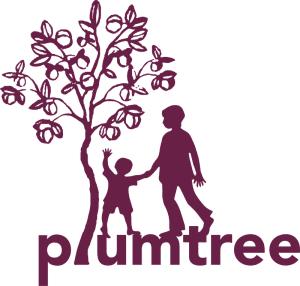 adult & child interacting with a plumtree