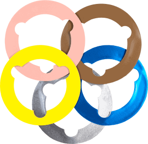 Cone and cup bearing plastic shim gaskets in different colors Cone and cup bearing plastic shim gaskets in different colors