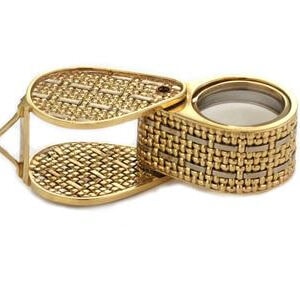 Vintage 14k Basketweave Gold Jewelers Loupe