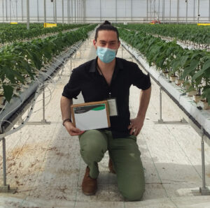 Rémi Maglione has developed a proprietary method of taking DNA samples from plant tissue, but also from swabs on greenhouse surfaces, including plant leaves, counters, floors and so on. - Photo: Harvest Genomics