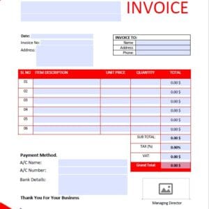 Fillable PDF Sales Invoice Template Design 10 - Automated Calculations