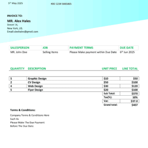 Professional MS Word Sales Invoice Template Design 2 - Fully Editable & Instant Download