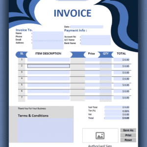 Fillable PDF Sales Invoice Template Design 12 - Fully Editable & Instant Download
