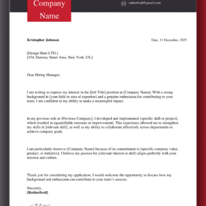 MS Word Cover Letter Design 1 - Fully Editable & Instant Download