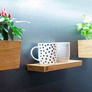 Designer Wall-Mounted Magnetic Shelf – Hand-Oiled Solid Oak Wood with Oblique Edges
