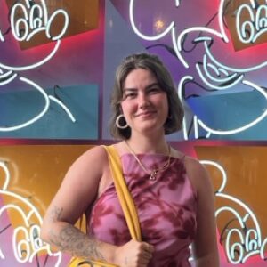 Colorful neon art wall at 407 and Beyond Vacation Co.