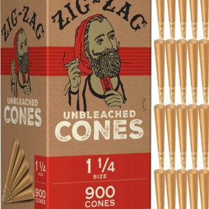 ZIG-ZAG Pre Rolled Cones Unbleached - 1 1-4 Size - 900ct