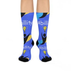Inspiring Ability Crew Socks, Motivational Socks for Empowerment, Unique Gift for Students, Cozy Everyday Wear, Perfect for Graduation