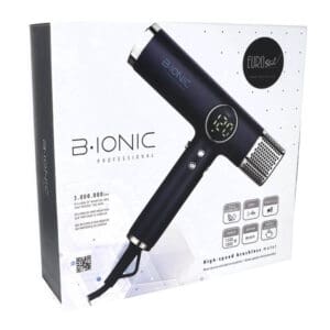 Fotografia de la caixa de l'assecador BIonic Foto caixa assecador de cabells BIONIC. Assecador de cabell (secador de cabell en format col·loquial) també anomenat eixugacabells, eixugador de mà o assecador de mà.